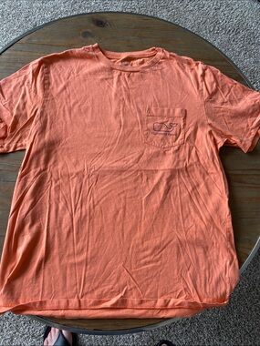 Vineyard Vines Men's Short Sleeve Pocket Tee in Coral Orange